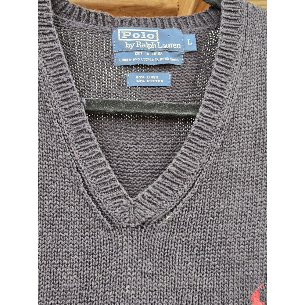 2 Vintage Polo Ralph Lauren Knit GOLF Sweater Vest Linen Cotton Men's Large - Picture 8 of 13